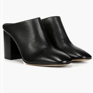 Vince Faris Leather Block Heeled Mules- NIB- Black- Size 9